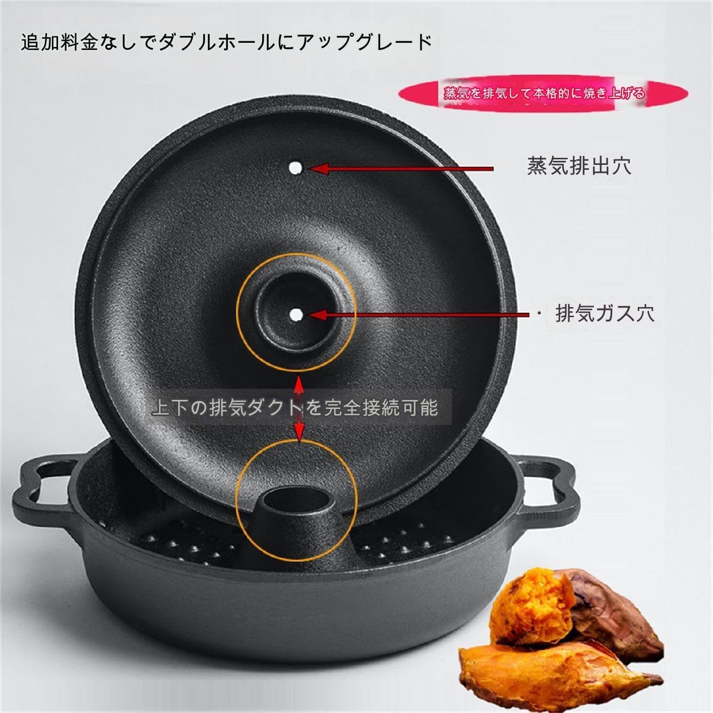 Amazon｜石焼き芋器鉄鍋、石鍋、鋳鉄、防錆、速い熱伝導と焦げ付き防止